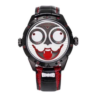 Black Vampire Watch Exclusive Men Mechanisch Watch Leather Luxury Designer Design Joker polshorloges 279Z