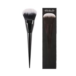 Pinceau à poudre pressée Vegan NOIR # 22 - Grand pinceau de maquillage rond et lisse en poudre