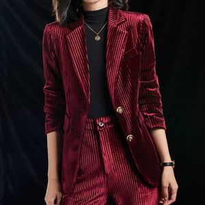 Veste de blazer en velours noir printemps automne tenue de bureau à manches longues blazers occasionnels et pantalons plus taille avec poche 4XL 210527