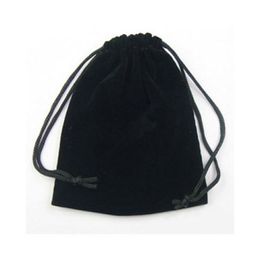 Bolsas de joyería de terciopelo negro Bolsas de embalaje Exhibición para regalo de moda Artesanía Pendiente Anillo Collar 100 unids / lote B03317F