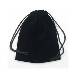 Sacos de jóias de veludo preto bolsas exibição de embalagem para moda presente artesanato brinco anel colar 100 pçs / lote B03330H