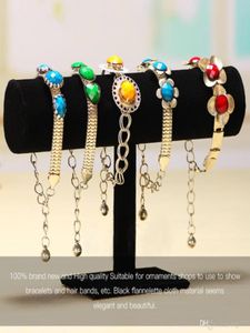 Zwart Velvet sieraden display Organisator Standhouder Verpakking Bracelet Chain Watch Holder T Bar Rack325227777