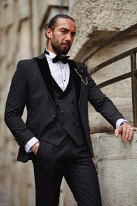 Esmoquin de novio con solapa de terciopelo negro, trajes de negocios para padrino, ropa de boda para hombre, vestido de fiesta personalizado, talla K: 929