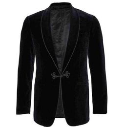 Vestes de fume en velours noir Blazer vintage pour le dîner de promotion masculine veste 2022 L22073060658678296258