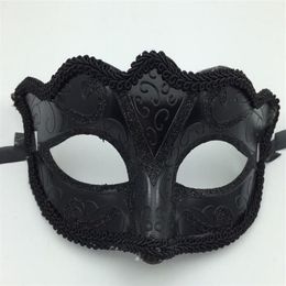 Masques de Venise noirs Masque de fête de mascarade Cadeau de Noël Costume d'homme de Mardi Gras Dentelle sexy à franges Gilter Masque de danse femme G563265Y