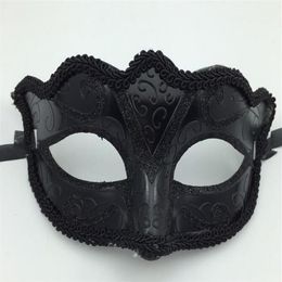 Zwarte Venetië Maskers Maskerade Partij Masker Kerstcadeau Mardi Gras Man Kostuum Sexy kant Omzoomd Gilter Vrouw Dansmasker G5633015