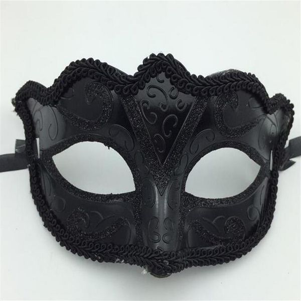 Masques de Venise noirs Masque de fête de mascarade Cadeau de Noël Costume d'homme de Mardi Gras Dentelle sexy Fringed Gilter Femme Masque de danse G563340u