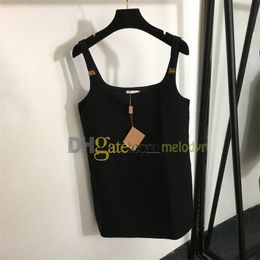 Zwart vestjurk metalen brief jarretelrokje ontwerper sexy slingjurken voor dames zomer backless onderjurk een lijnrokken