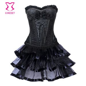 Jupe Corset victorienne noire, vêtements gothiques, robe Steampunk, Corselet Lolita, Corsets et Bustiers Sexy pour femmes, robes Punk