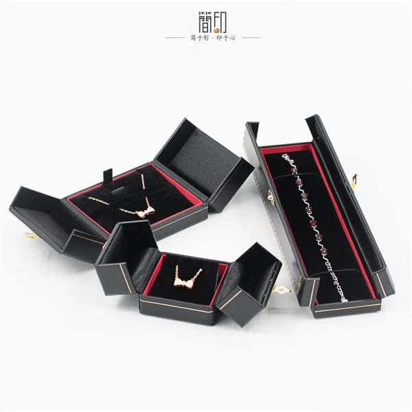 Black vintage exquis Boîte d'affichage de bijoux, mini boîte d'emballage cadeau créatif, bague / collier / boucle d'oreille / bracelet en gros en gros