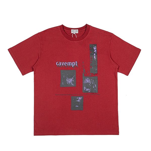 Camiseta de algodón con letras estampadas y logotipo Vintage para hombre y mujer, camiseta de manga corta roja con cuello redondo, talla grande, color negro