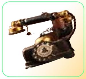 Black Vintage Téléphone rétro Antique Shabby Old Phone Figurine Home Decor Wired Cored Fierline Office Classical Office Bureau Décoration H2000860