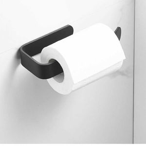 Black Wall Mounted Badkamer Toiletpapier Houder Handdoek Bar Rack Keuken Roll Accessoires Tissue 210709