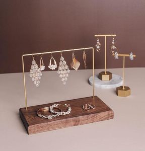 Zwarte walnoot juwelendekring en oorrangnagels Organisator oorbellen hangende beugel hekhouder oorbel plank tafel display
