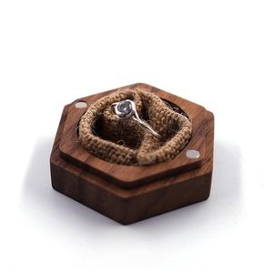 Zwarte walnoot houten ringboxen cadeau wrap diy snijwerk handgemaakte sieraden doos ketting oorbellen opslag bruiloftspruts ASFD