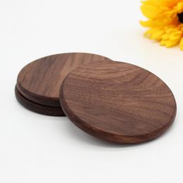 Zwarte Walnut Houten Coaster Retro Isolatie Cup Mat Huishoudelijke Vierkante Ronde Coaster Isolatie Pads Table Decoration RRD3564