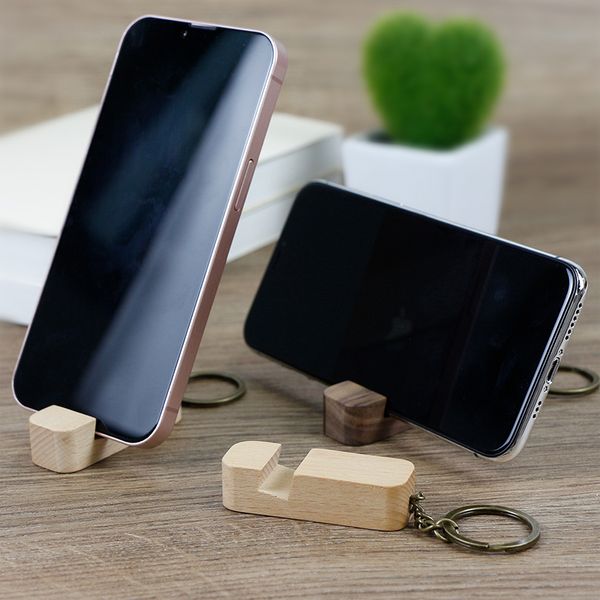 Noir Noyer En Bois Portable Mini Téléphone Portable Supports De Luxe Porte-clés Pour Père Cadeau Ensemble Nouvelle Arrivée Promotionnel De Noël Porte-clés En Métal Phoneholder