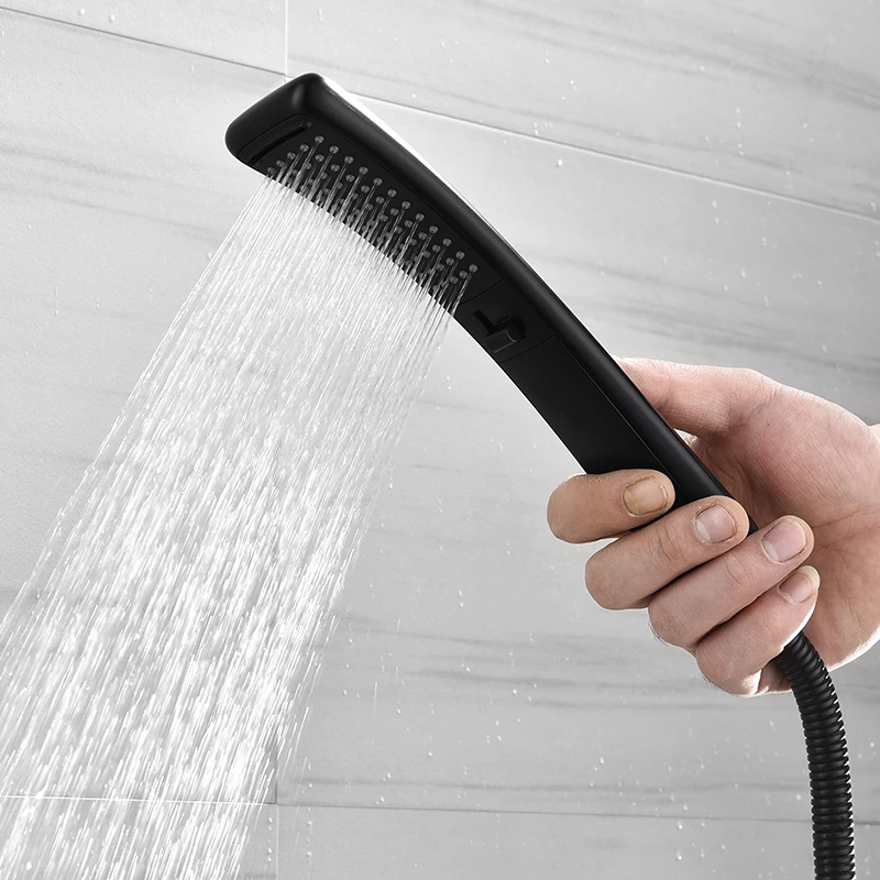  Siyah Şelale Duş Başlığı Yüksek Basınçlı Yağmur Duş Püskürtücü Set Su Tasarruf Filtre Püskürtücü Yüksek Kalite Ücretsiz Kargo