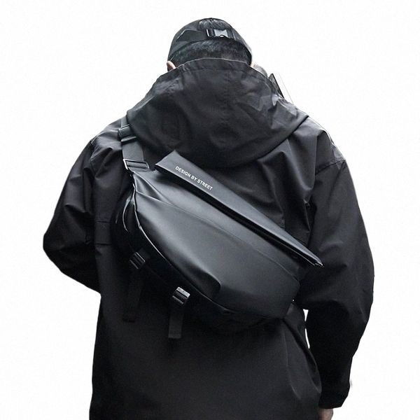 Sac de menger imperméable noir pour homme persalisé Fi sac de menger pour hommes léger minimaliste sac à bandoulière pour hommes 27x4 #