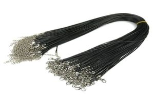 Corde de cordon de cire noire 15mm 2mm fil de cuir PU pour bricolage pendentif collier cadeau avec fermoir mousqueton chaîne à maillons bijoux à breloques Accessori5968912