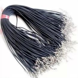Zwart wasleren slang ketting 60 cm snoer touwtouw draad extender ketting met kreeft sluitd diy mode sieradencomponent in bulk