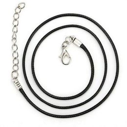 Collar de serpiente de cuero de cera negra Cordón de cuentas Cuerda de cuerda Alambre de 18 pulgadas para joyería DIY 200 unids / lote W9 227q