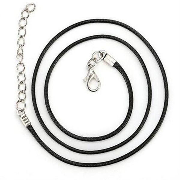 Collier de serpent en cuir de cire noire cordon de perles fil de corde 18 pouces pour bijoux à bricoler soi-même 200pcs / lot W9 285S