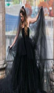 Zwarte bruiloft Veils Tule Long Bridal Veil Halloween Party Bridal Veils Bridal Party Gifts Wedding Accessories 1t zonder kam 3 M2799999