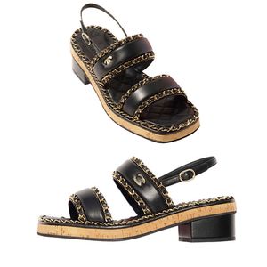 Cuñas negras para mujer diseñadora perfecta fit sandals women diseñadora sandalia tacones grues