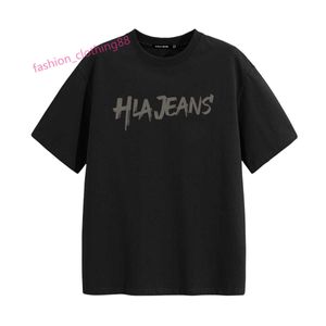 Black Whale Hailan Homes Trendy Brand Pure Cotton Short Sheeved T-shirt voor Mens Versatile Summer 2024 Casual T-shirt Trend