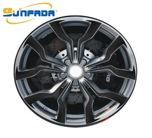 Autocollants noirs de voiture de Fiber de carbone de moyeu de roue pour le style externe de voiture de décalque de R8 18 pouces 19 pouces Wheel46956756521914