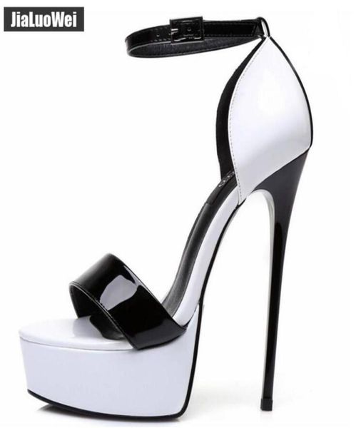 Blanc blanc 16cm de plate-forme à talons de haut Classics Pumps Femmes Peep Toe Stiletto Boucle d'été High Heels Chaussures Femme Designer Sandals5447757