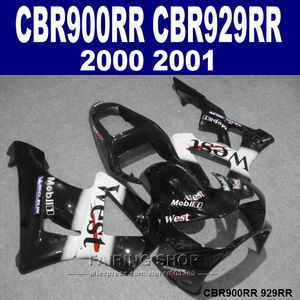 Zwart Wit ABS-bubbelingen Set voor HONDA CBR900RR CBR929 2000 2001 FUNING KIT CBR929RR00 01 VS23