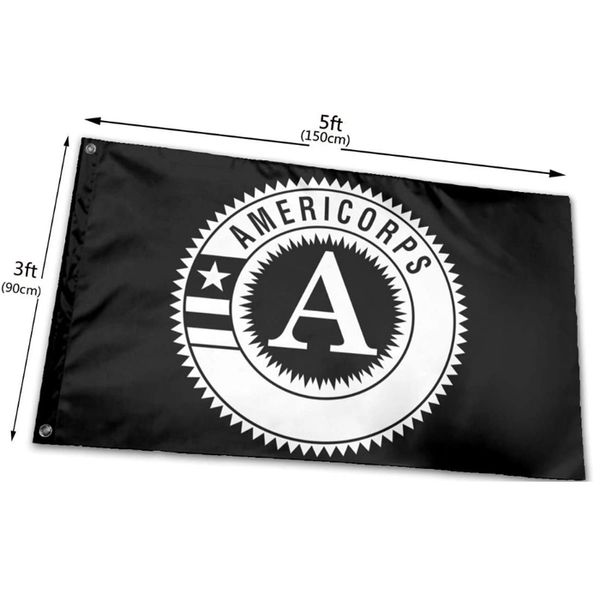 Noir blanc Americorps drapeaux américains 3 'x 5'ft 100D Polyester expédition rapide couleur vive avec deux œillets en laiton