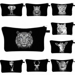 Noir Blanc Animaux Cosmétique Sac Femmes Maquillage Sac Animaux Tigres Modèle Cosmétique Voyage Organisateur De Toilette W Pochette Sac G1hL #