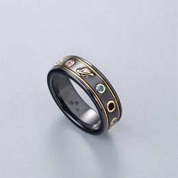 Zwart Wit Keramische Cluster Band Ringen bague anillos voor heren en vrouwen verloving bruidspaar sieraden minnaar gift225Z