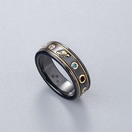 Zwart Wit Keramische Cluster Band Ringen bague anillos voor heren en vrouwen verloving bruidspaar sieraden minnaar gift224H