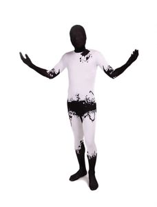 Disfraz de Catsuit de Halloween, color blanco y negro, Lycar spandex, traje Zentai de cuerpo completo, disfraces de escenario, mono de fiesta para club