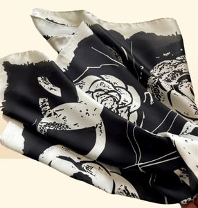 Lettre de créateurs blanc noir fleur d'impression imitez le bandeau d'écharpe en soie pour les femmes fashion longue manche swarves épaule paris 3829433