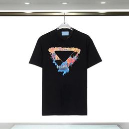 Черно-белая дизайнерская женская футболка Модные футболки для мужчин Женские футболки с буквами Треугольник Летняя одежда в стиле хип-хоп плюс размер