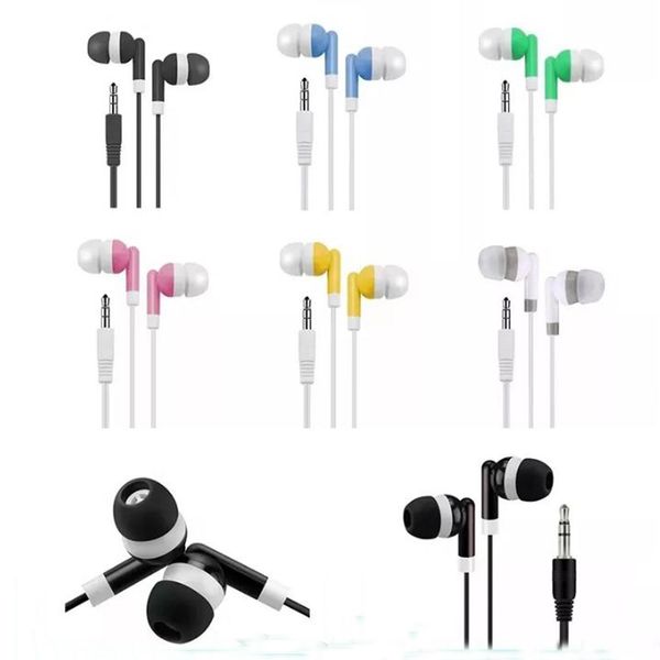 Écouteurs universels jetables, noir et blanc, prise Jack 3.5MM, écouteurs mains libres, pour Iphone, Samsung, téléphone Android, MP3