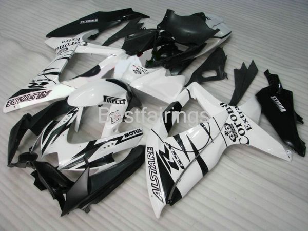 Kit de carenado blanco y negro para SUZUKI GSXR600 GSXR750 2008 2009 2010 carenados GSXR 600 750 08 09 10 moldeo por inyección CV35