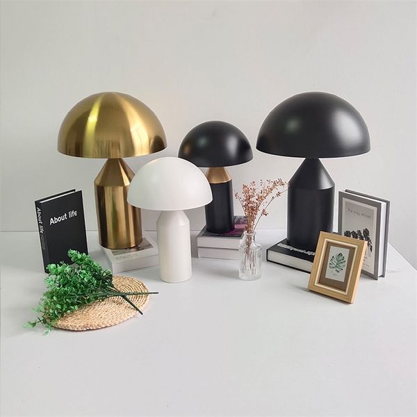 Noir blanc or table champignon créatif lampe de table pour chambre étude salon décoration lampe de bureau 220727