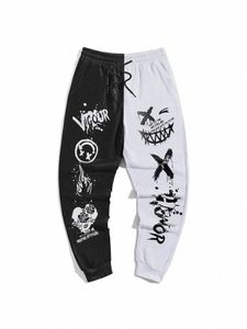 Zwart Wit Graffiti Man Broek Fi Gym Joggingbroek Koreaans Populair Kleden Hiphop 3D Print Y2k Herenkleding Winterbroek w18T #