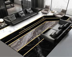 Zwart wit grijs goud marmeren patroon tapijt op maat gemaakte 26m breedte vloermat pluesh printarnel voor woonkamer slaapkamermat 2009255555747