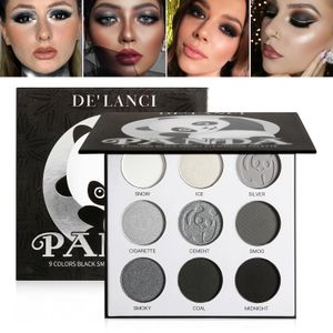 Zwart Wit Grijs Oogschaduw PaletteDE'LANCI PANDA 9 Kleuren Zilver Gepigmenteerd voor Halloween SFX MakeupMini Smoky Eyeshadow Pallet 240119