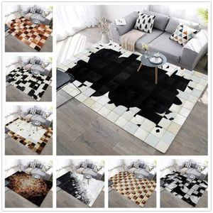 Noir blanc imitation peau de vache tapis imprimés 3D moderne nordique décor à la maison tapis de sol enfant chambre zone de jeu tapis enfants chambre Mats1274W