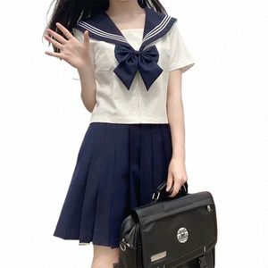 Zwart Wit JK Uniform Zomer Korte / LG Mouw Japanse Schooluniformen Meisjes Sailor Sets Plooirok JK Uniform COS Kostuum 50xl #