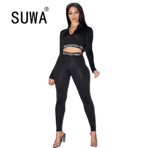 Zwart Wit Brief Gedrukt Loungewear Vrouwen Sets Kleding Lange Mouw Crop Top Tuniek Sport Hoge Taille Broek Sexy Fitness dragen 210525