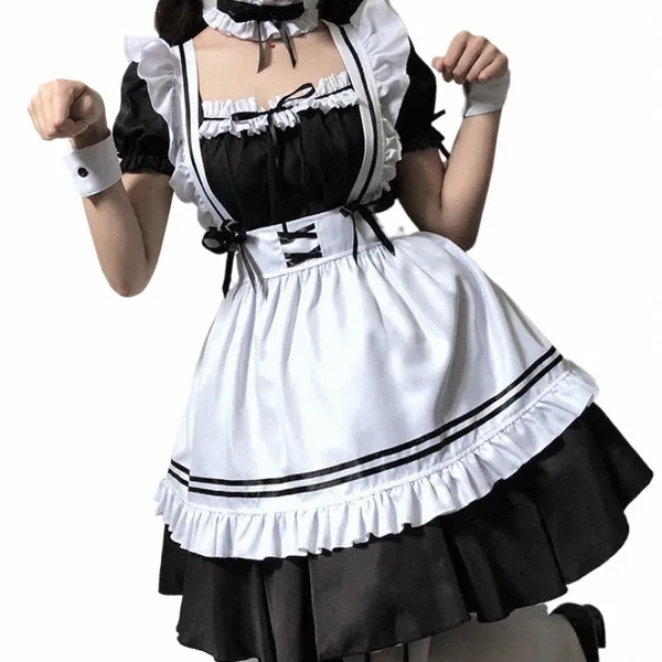 Noir Blanc Lolita Maid Costume Cosplay Costumes Mignon Dr Sexy Français Avril Uniforme Café Maid Party Jupe Vêtements Pour Femmes h6Vc #